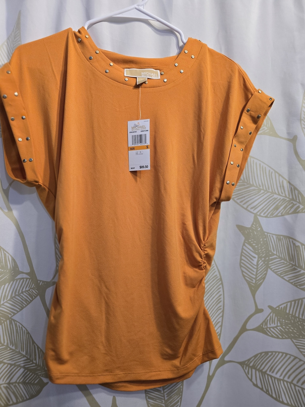 MICHAEL Michael Kors Orange Studded Short-Sleeve Top